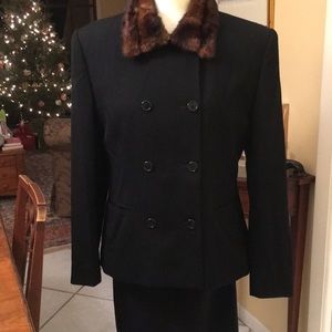 Lauren Ralph Lauren black wool jacket /faux fur